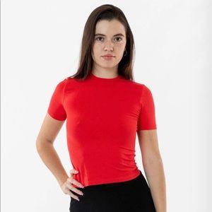 Los Angeles Apparel NYLON SHORT SLEEVE CREWNECK FITTED TEE - Small